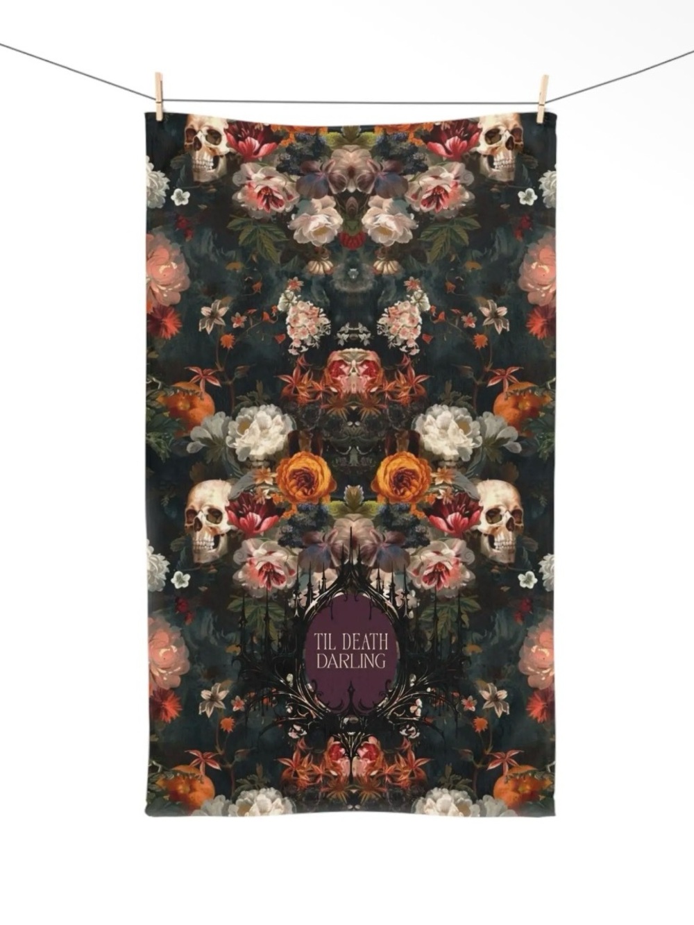 Til Death Darling Tea Towel - Gothic Dark Romance Kitchen Towel For Book Lovers